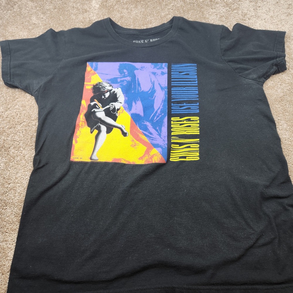 Guns N Roses Use Your Illusion Black Graphic T-Shirt Mens Large Rock Band Tee